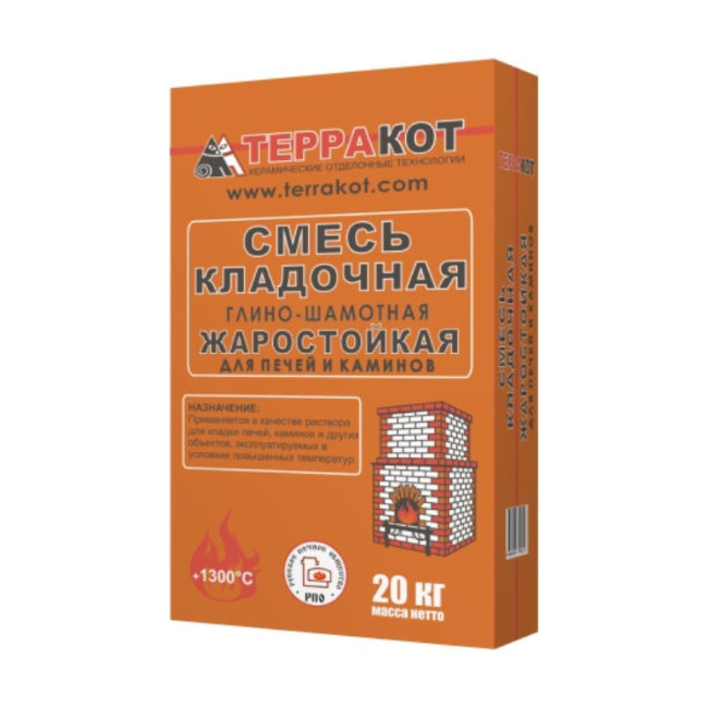 Смесь кладочная Терракот жаростойкая 20кг Смесь кладочная Терракот жаростойкая 20кг